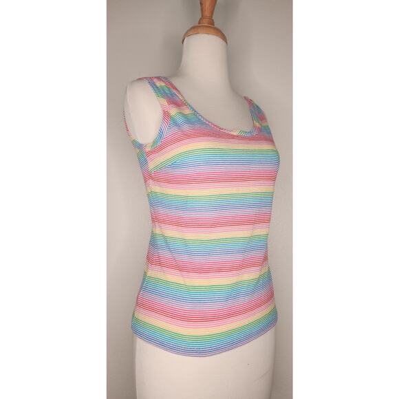70s Rainbow Striped Tank Top, Natty California. - Picture 1 of 5
